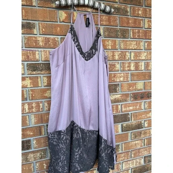Lane Bryant Lavender/Lace Trim Babydoll Night Dress Purple Black Plus Sz 28 - Picture 2 of 9